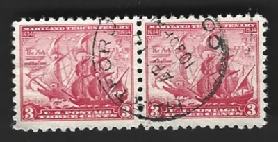 Scott# 736 3c Maryland, 300yrs. H.P. with HARTFORD CONN. CDS cancel - (A-1) - Image 1 of 2