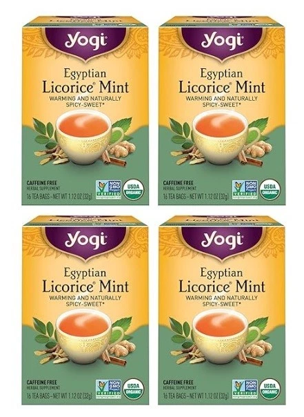 4 упаковки чая йоги египетская солодка мятный чай - 16 чайных пакетиков в упаковке  - Изображение 1 из 1