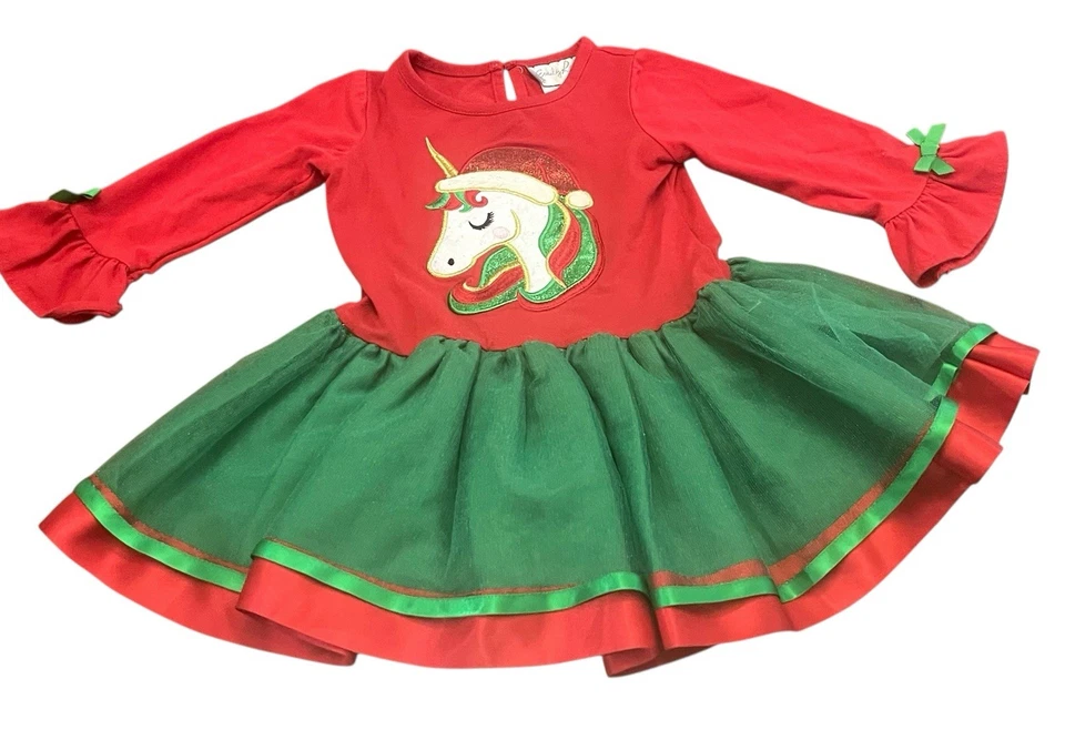 Vestido de Navidad Emily Rose Unicornio Bordado Niñas Talla 5 Niño Pequeño Foto 1 de 3