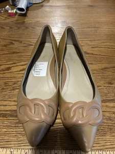 Vionic Ballet Womens Leather sz 9 Flat Shoes Pointed Toe Comfort Neutral Preppy - Picture 1 of 6