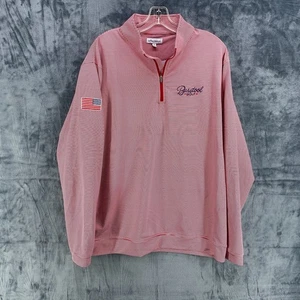 Peter Millar Barstool Golf Red Striped 1/4 Zip Pullover Men's XL USA Flag Patch - Picture 1 of 16