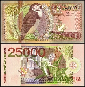 Suriname 25000 Gulden, 2000, P-154, UNC - Picture 1 of 1