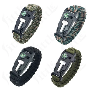 Paracord Survival Bracelet Outdoor Scraper Whistle Flint Fire Camping Kits - Picture 1 of 10