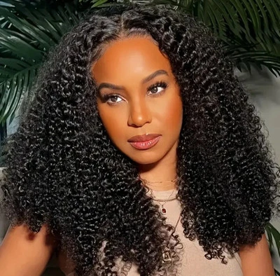 Peluca de cabello humano virgen brasileña ondulada profunda de 26" Foto 1 de 4