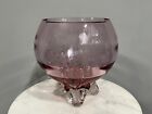 Vtg Tiffin Light Pink Glass Etched Love Birds Anniversary Footed Rose Bowl *Read