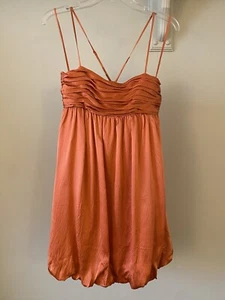Vestido de cóctel vintage Armani Exchange naranja seda dobladillo burbuja pequeño Y2K - Imagen 1 de 5
