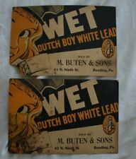 2 -VTG Dutch Boy Wet Lead Paint Advertising Signs M. Buten & Sons, Reading, PA