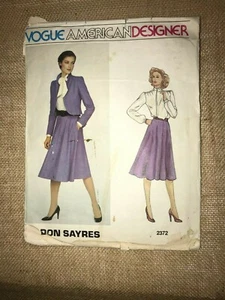 De colección. Blusa Chaqueta Vogue 2372 Patrón Falda Diseñador Americano Don Sayres Talla 12 - Imagen 1 de 2