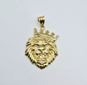Ciondolo/fascino oro giallo 10 carati taglio diamante corona di re testa di leone -Re leone* - Foto 1 di 6