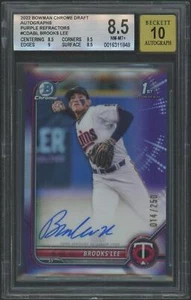2022 Bowman Chrome Draft Brooks Lee Purple Refractor Rookie Auto #14/250 BGS 8.5 - Picture 1 of 2