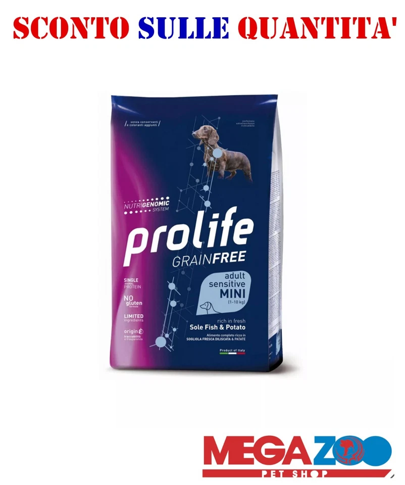 Prolife Grain Free Adult Sensitive Sogliola Patate Mini Cani Adulti 7kg - Immagine 1 di 1