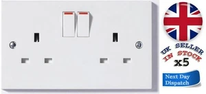 5x Doppelsteckdose oder 2Gang oder 13Amp Doppelsteckdose weiß Steckdose 13Amp "5er Pack" - Bild 1 von 4