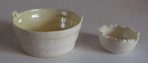 Belleek Butter Tub Green Backstamp and Willets Belleek Salt Cellar - Picture 1 of 7