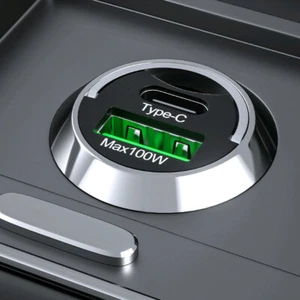 Black 100W USB Charger Type C QC3.0 Fast Phone Charging Car Interior Accessories - Picture 1 of 10