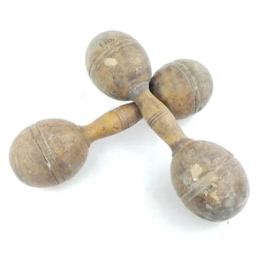 Mancuernas antiguas de madera Schmelzer vintage de 1 lb - Imagen 1 de 3