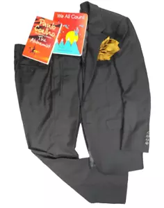 Prada Suit Jacket Pants EU 46 R 36 32/28 Slim Black Pinstripe Italy Office Party - Picture 1 of 20