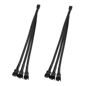 2Pz Convertitore da 1 a 3 PWM Ventilatore Sdoppiatore Cavo Manicotto Adattatore Intrecciato 4-Pin/3-Pin - Foto 1 di 7