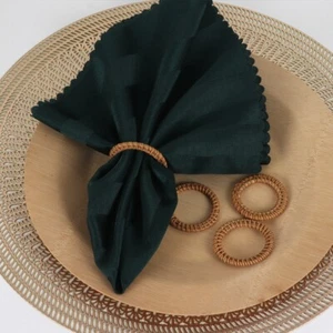 Natural Rattan Weave Wedding Xmas Thanksgiving Party Dinner Napkin Rings Holders - Picture 1 of 5