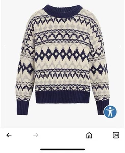 Pull Favorite Daughter Tis The Season bleu et gris Fair Isle taille S neuf sans étiquette - Photo 1/4