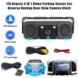 3in1 170° Car Visual Reversing Rear View Camera with Backup Radar Parking Sensor - Picture 1 of 16