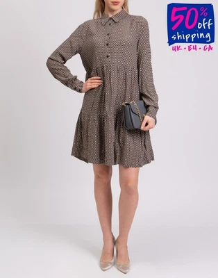 RRP €219 GANNI Shirt Dress EU36 US6 UK10 M Gingham Fluted Hem Collared - Image 1 of 4