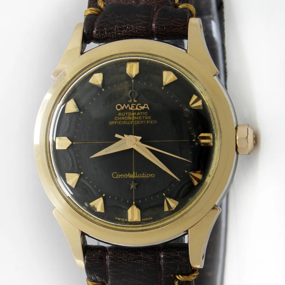 Reloj Omega Constellation vintage cronómetro esfera negra para hombre tapa dorada C.1956 Foto 1 de 4