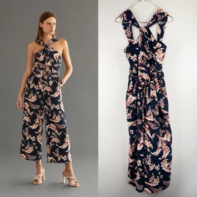 Mono Joie Trenity Floral Halter Recortado Azul Marino Talla 8 NUEVO NUEVO CON ETIQUETAS Foto 1 de 4