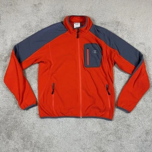 Champion Performance Jacket Mens Large Orange Gray Microfleece Full Zip Pockets - Picture 1 of 10
