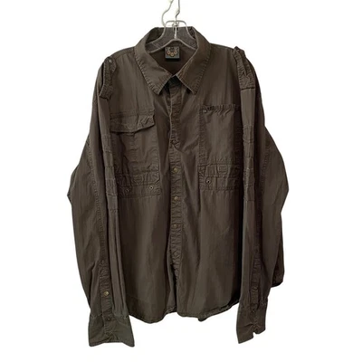 Gun Metal Black Label 3XL Long Sleeve Button Up Shirt Men's Cotton Olive Green - Image 1 of 4