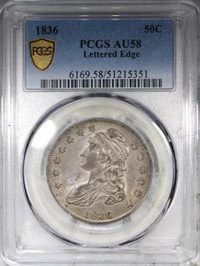 1836 Lettered Capped Bust Half Dollar PCGS AU58 Circulated Type Coin - Picture 1 of 4