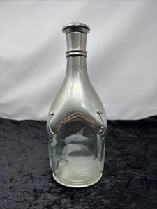 C586 Etain Karaffe Zinnmontur Paris Vintage Dekanter Schnapsflasche France - Picture 1 of 16