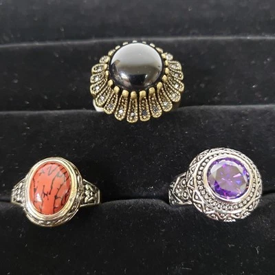 Lote De 3 Diseños Premier Talla 11 Nuevos Anillos Moda Cóctel Fiesta Ropa de Trabajo Boho  Foto 1 de 4