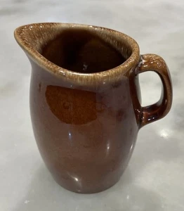 Vintage Hull Ovenproof Pottery USA Brown Drip Creamer Small Pitcher 4.5” - Picture 1 of 3
