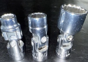 3pc WRIGHT TOOL 1/4” DR UNIVERSAL FLEX SOCKET SET SAE 12pt 1/4” 5/16” 1/2” NOS - Picture 1 of 22