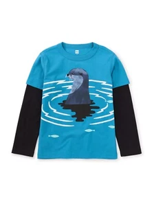 TEA COLLECTION Otter Layered Tee - Nordic Blue- NWT Boys 2 - Picture 1 of 1