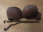 Ann Summers plunge Bra 36a black with red inside detail and diamontes 