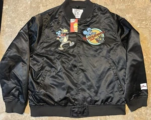 The Simpson’s Itchy & Scratchy Show Black Bomber Jacket Satin Button Up New 3XL - Picture 1 of 11