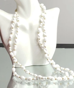 Vintage Trifari Necklace Twisted Beads Double-Strand White Designer wh01-14 - Picture 1 of 5
