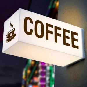 Logo LED Leuchtkasten beleuchtet 3D Wandschild Tankstelle Gas Öl Coffee Shop - Bild 1 von 10