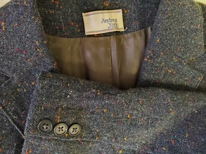 NWOT Andrea York by Farah Women 18 Wool Blazer Blue Nubby Tweed Academia Multi - Picture 1 of 11