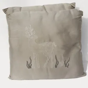 West Elm Silk Cushion Pillow Covers Reindeer Deer Embroidery Scandi Christmas - Picture 1 of 5