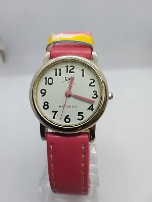 Q&Q Reloj Fácil de Leer Correa Rosa Tono Plata 26mm Q523-324Y Foto 1 de 4