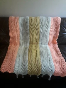 Afghan Crochet Knit Multi-Colored Zigzag Design Throw Blanket 55L×38W - Picture 1 of 7