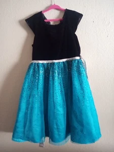 Jona Michelle Girls Black Velour Top Blue Bottom Holiday Dress - Picture 1 of 5