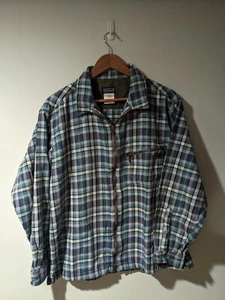 Vintage Y2K Patagonia Blue Medium Rhythm Series Hickory Zip Up Flannel Shirt - Picture 1 of 6