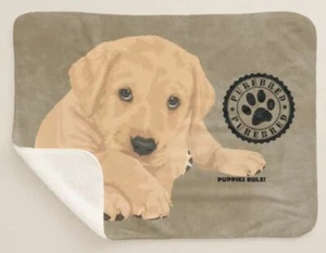 Puppies Rule gelber Labrador Laborhund reinrassig braun Sherpa Fleece Überwurf Decke - Bild 1 von 3