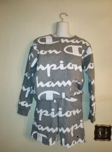 Pre owned Youth 2 pc Champion Gray Matching Set Sweatshirt Sz L & Shorts Sz M - Picture 1 of 16