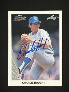 1990 Leaf 2014 Leaf Memories Buyback Gold Auto /47 Charlie Hough #390 Auto - Picture 1 of 2
