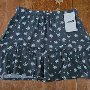 Hurley Skirt girls size Small Grey with Flowers New with Tags - Picture 1 of 6