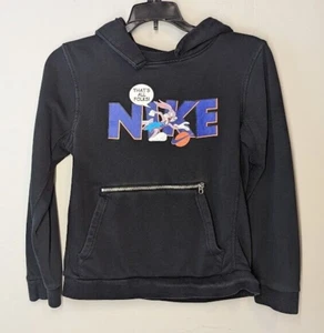 Nike Hoodie Pull Over Youth M Black Space Jam Bugs Bunny Dri Fit Toon Squad - Picture 1 of 4
